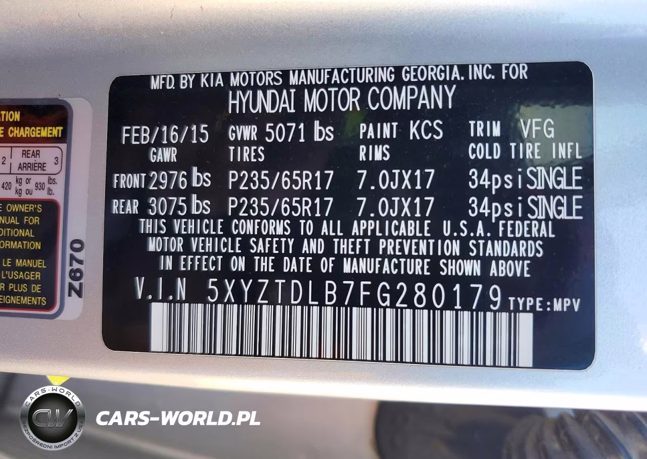 2015 Hyundai Santa Fe Sport 2.4L VIN:5XYZTDLB7FG280179 - 13