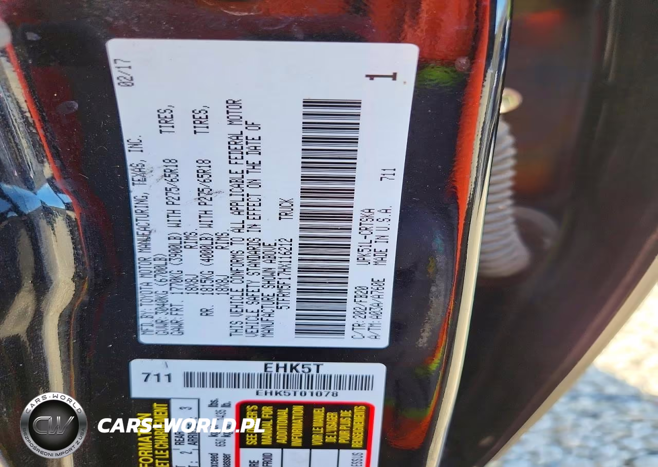 2017 Toyota Tundra Sr5 VIN:5TFRM5F17HX116212 - 12