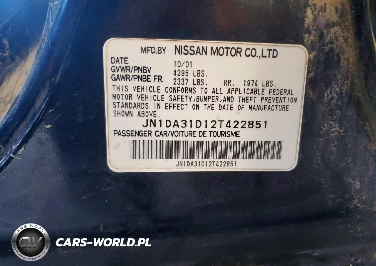 2002 Nissan Maxima Gxe VIN:JN1DA31D12T422851 - 12