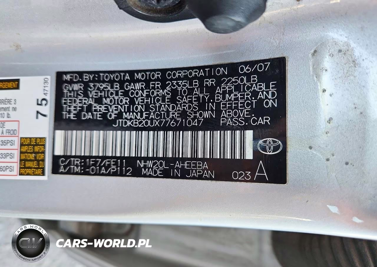 2007 Toyota Prius Base VIN:JTDKB20UX77671047 - 12