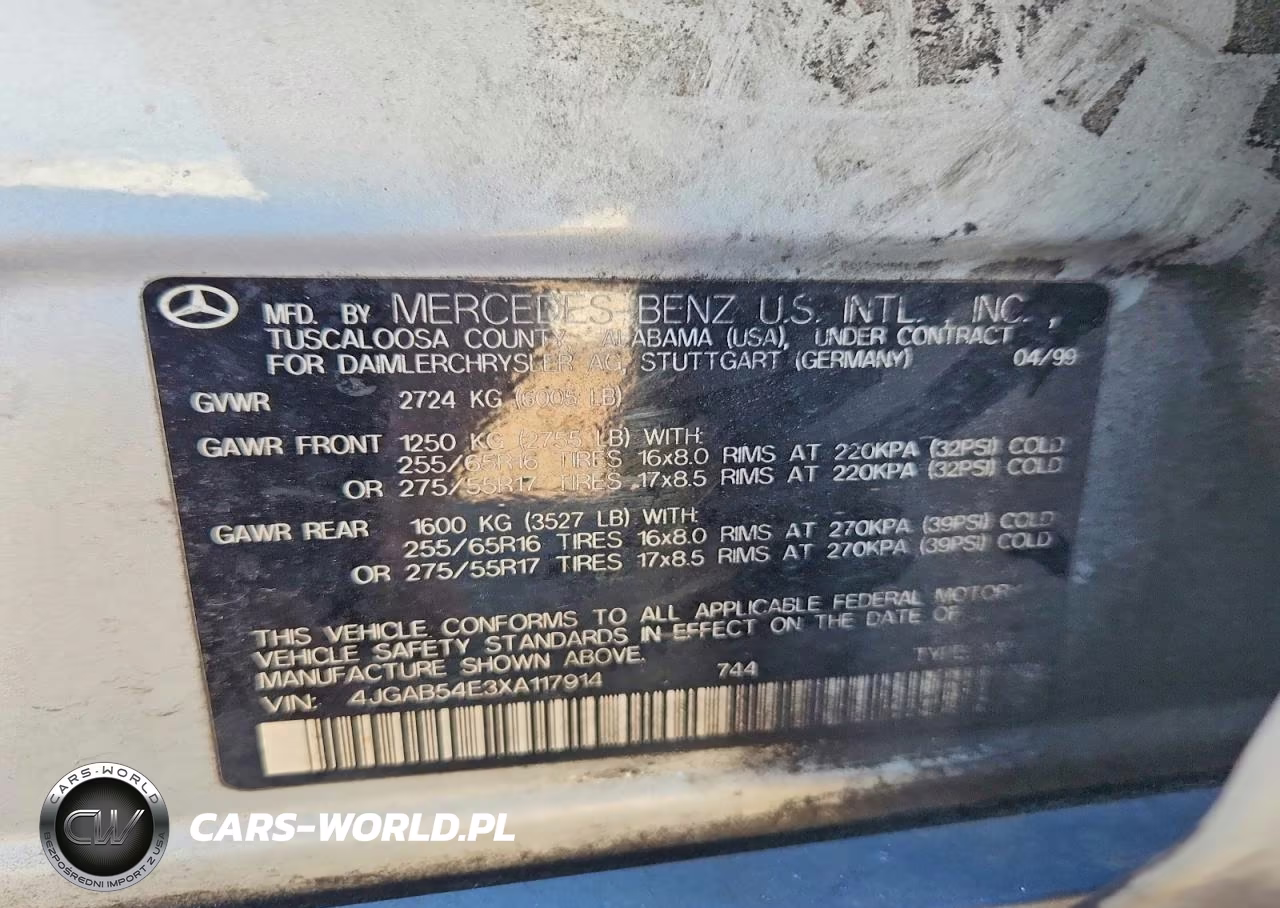 1999 Mercedes-Benz Ml 320 VIN:4JGAB54E3XA117914 - 13