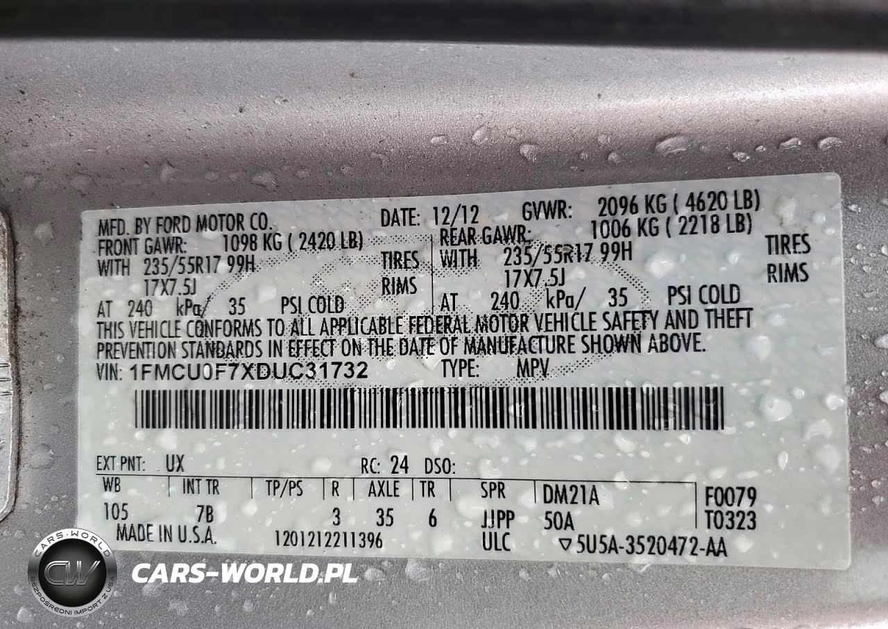 2013 Ford Escape S VIN:1FMCU0F7XDUC31732 - 14