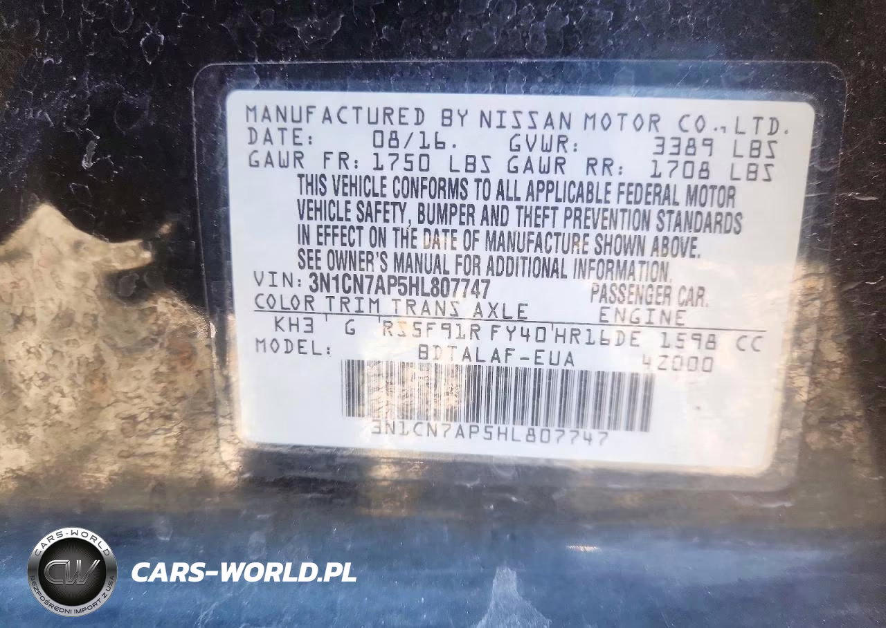 2017 Nissan Versa 1.6 S VIN:3N1CN7AP5HL807747 - 12