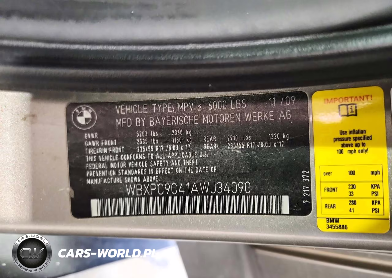 2010 BMW X3 xDrive30I VIN:WBXPC9C41AWJ34090 - 13