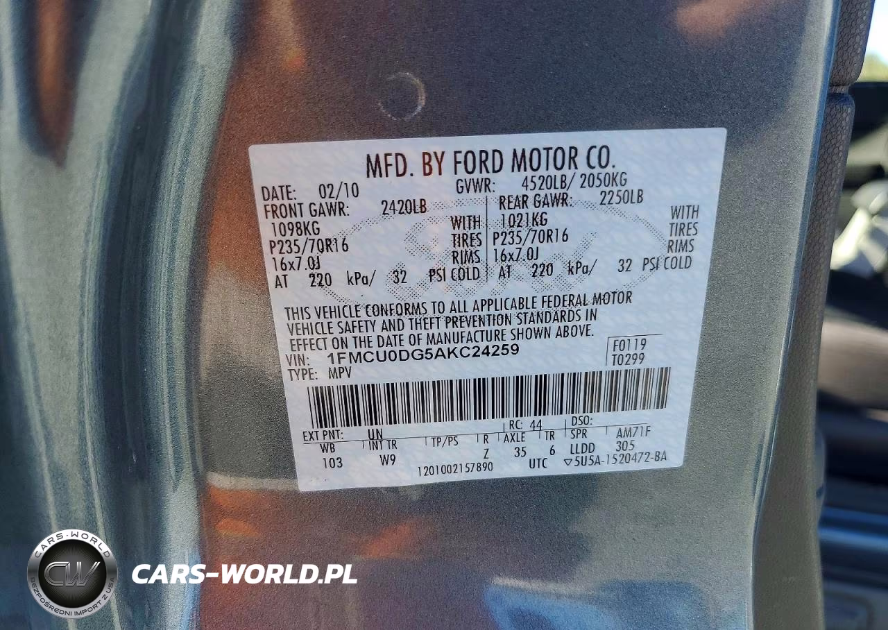 2010 Ford Escape Xlt VIN:1FMCU0DG5AKC24259 - 13