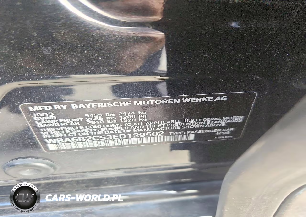 2014 BMW 650 I Gran Coupe VIN:WBA6B2C53ED129502 - 12