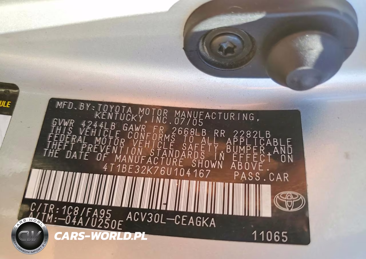 2006 Toyota Camry Xle VIN:4T1BE32K76U104167 - 12