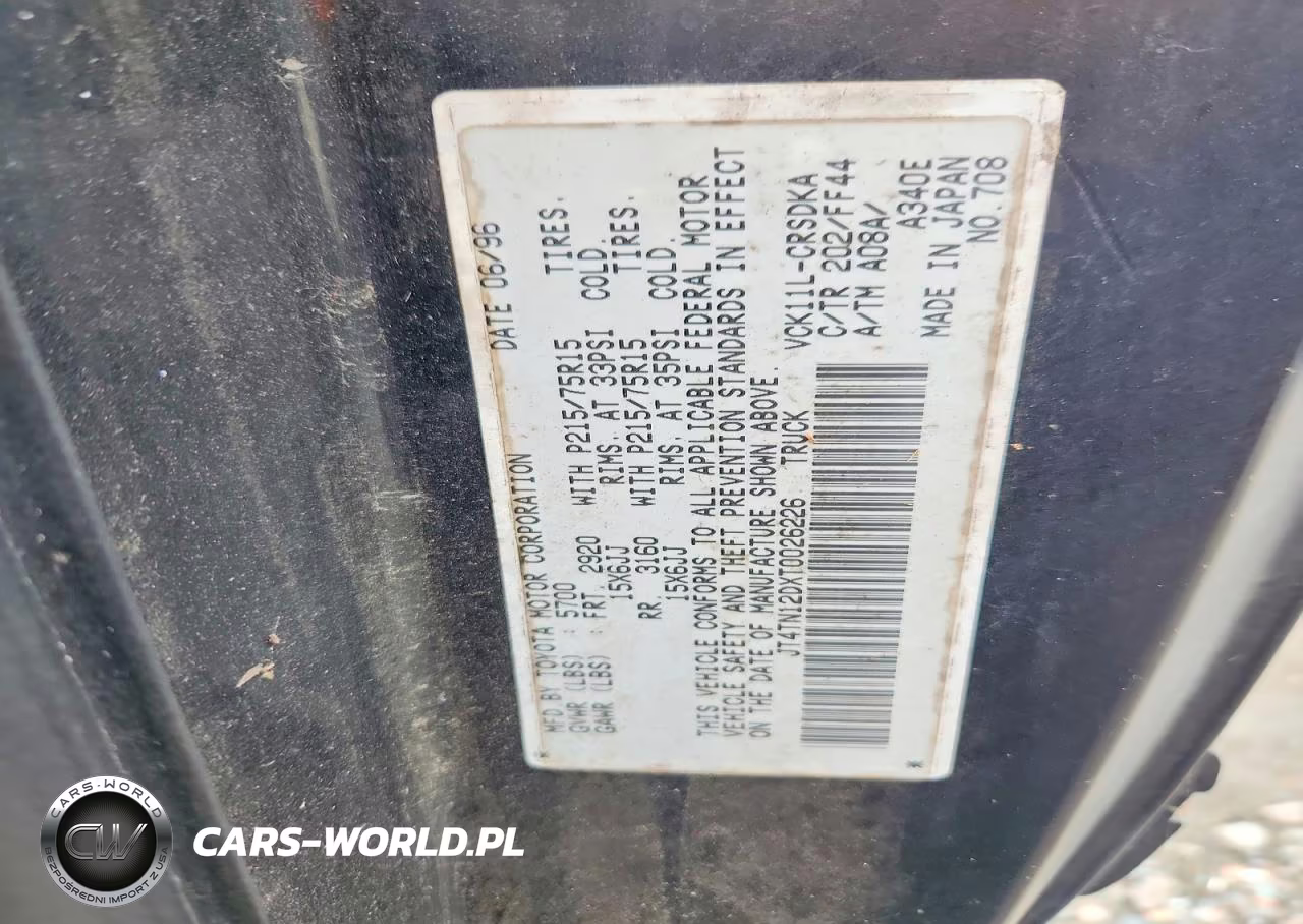 1996 Toyota T100 Dx VIN:JT4TN12DXT0026226 - 13
