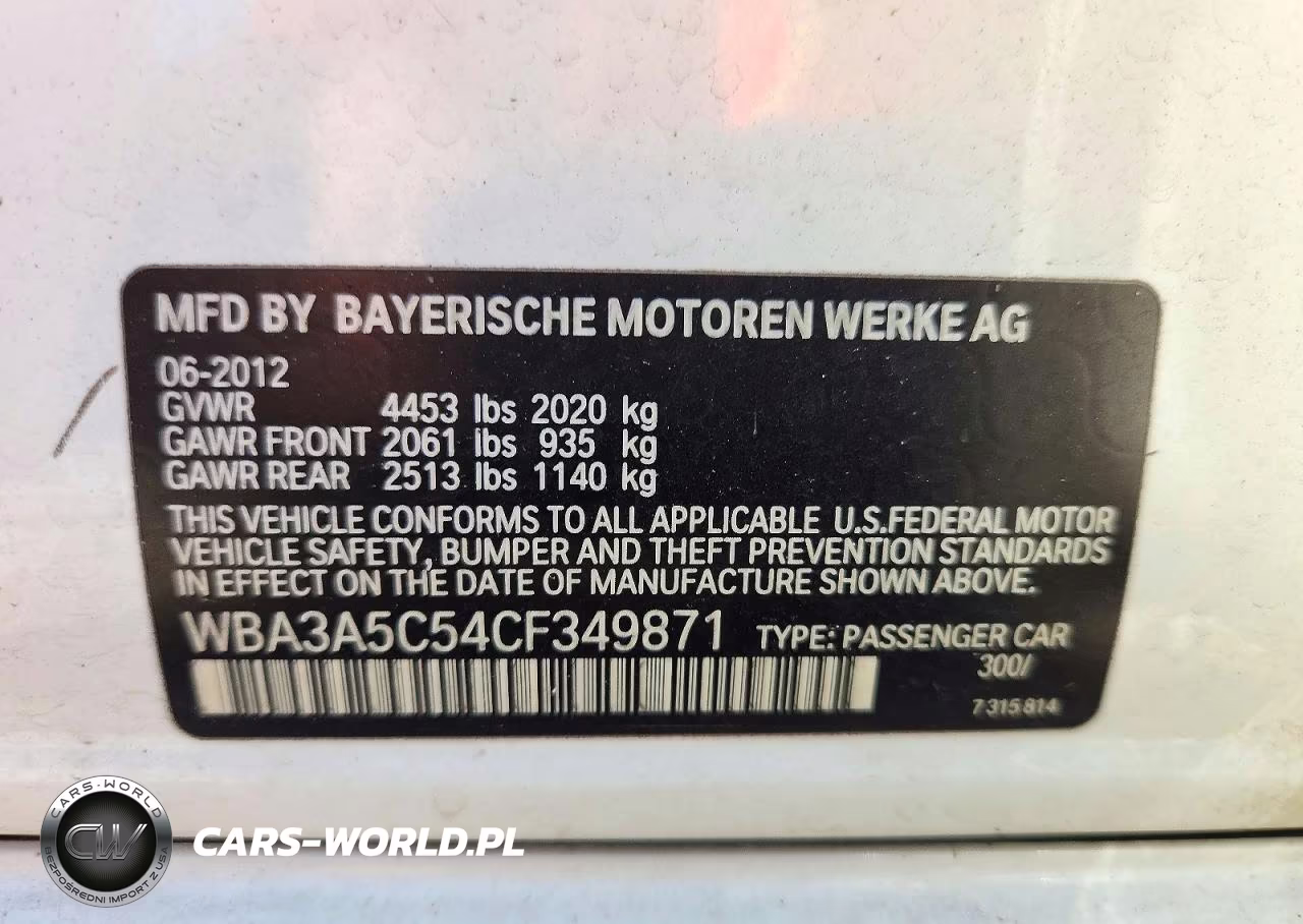 2012 BMW 328 I VIN:WBA3A5C54CF349871 - 12