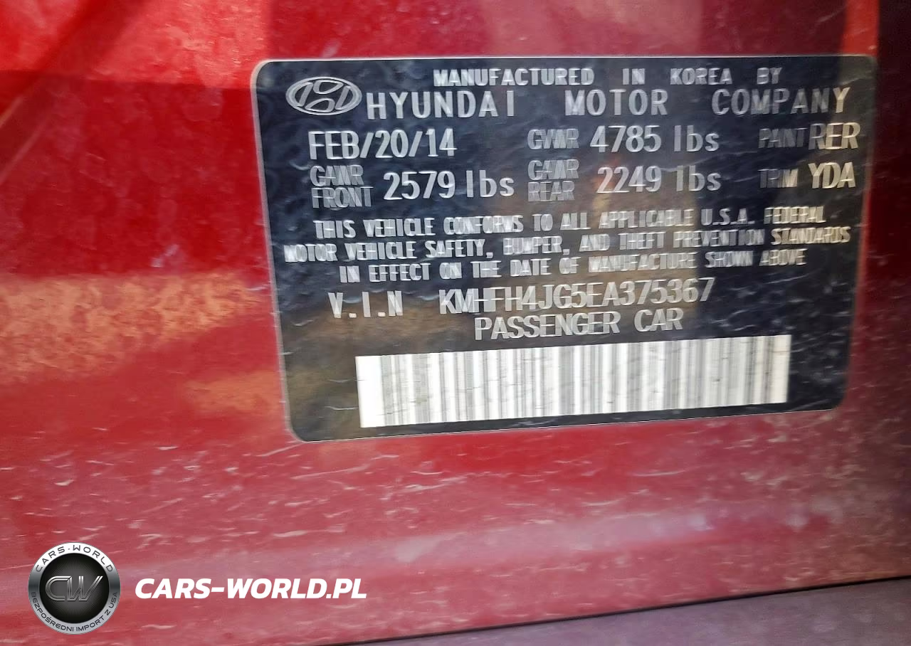 2014 Hyundai Azera Limited VIN:KMHFH4JG5EA375367 - 12