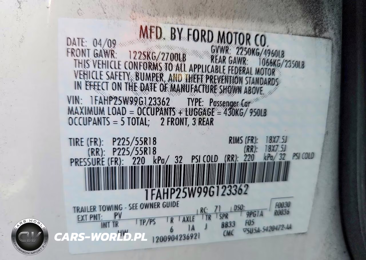 2009 Ford Taurus Limited VIN:1FAHP25W99G123362 - 12