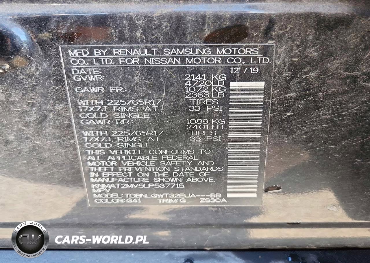 2020 Nissan Rogue Sv VIN:KNMAT2MV5LP537715 - 14