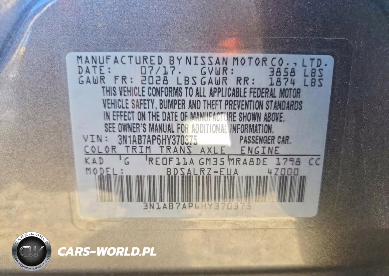2017 Nissan Sentra Sr VIN:3N1AB7AP6HY370375 - 13