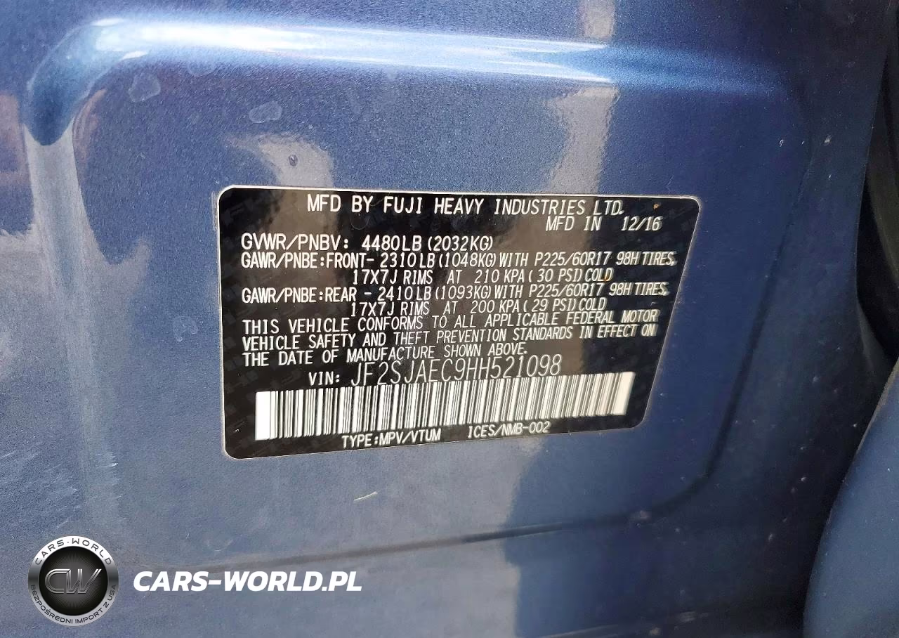 2017 Subaru Forester 2.5I Premium VIN:JF2SJAEC9HH521098 - 13