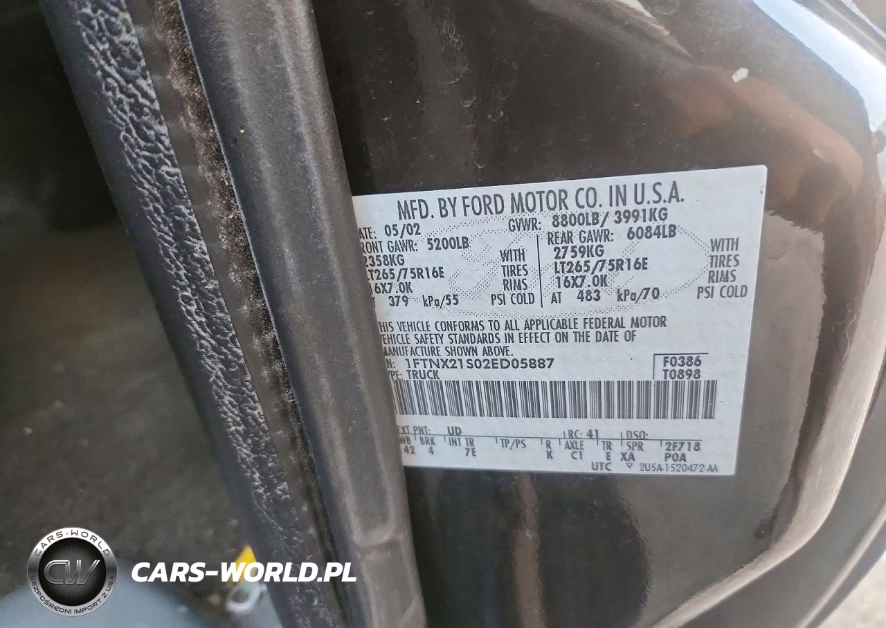 2002 Ford F250 Super Duty VIN:1FTNX21S02ED05887 - 12