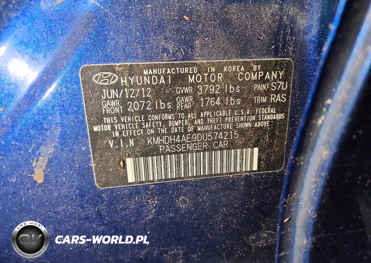 2013 Hyundai Elantra Limited VIN:KMHDH4AE9DU574215 - 12
