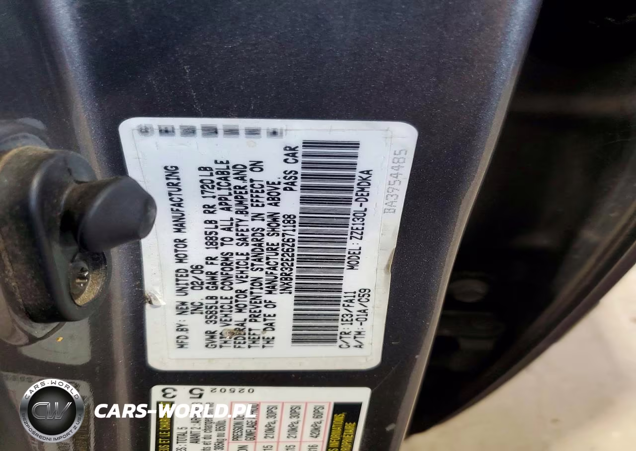 2006 Toyota Corolla Ce VIN:1NXBR32E26Z671188 - 12