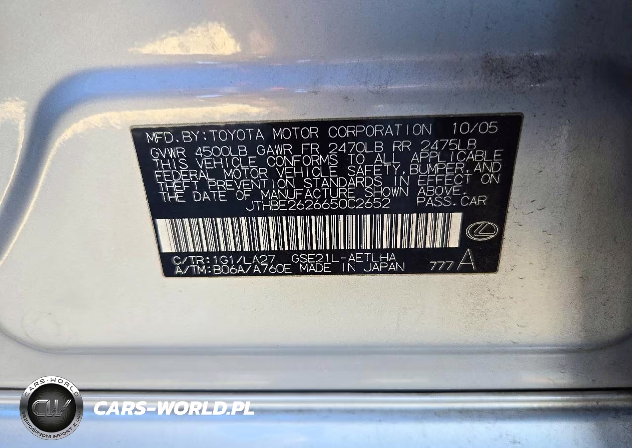 2006 Lexus Is 350 VIN:JTHBE262665002652 - 12