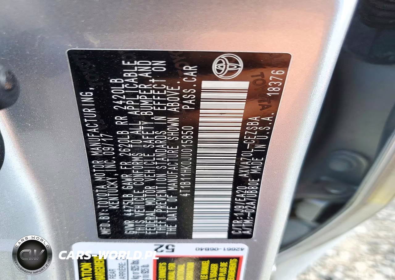 2018 Toyota Camry Se VIN:4T1B11HK0JU015850 - 13