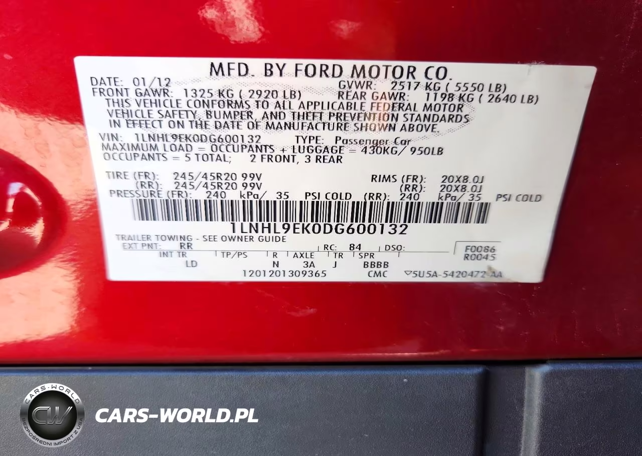 2013 Lincoln Mks VIN:1LNHL9EK0DG600132 - 12