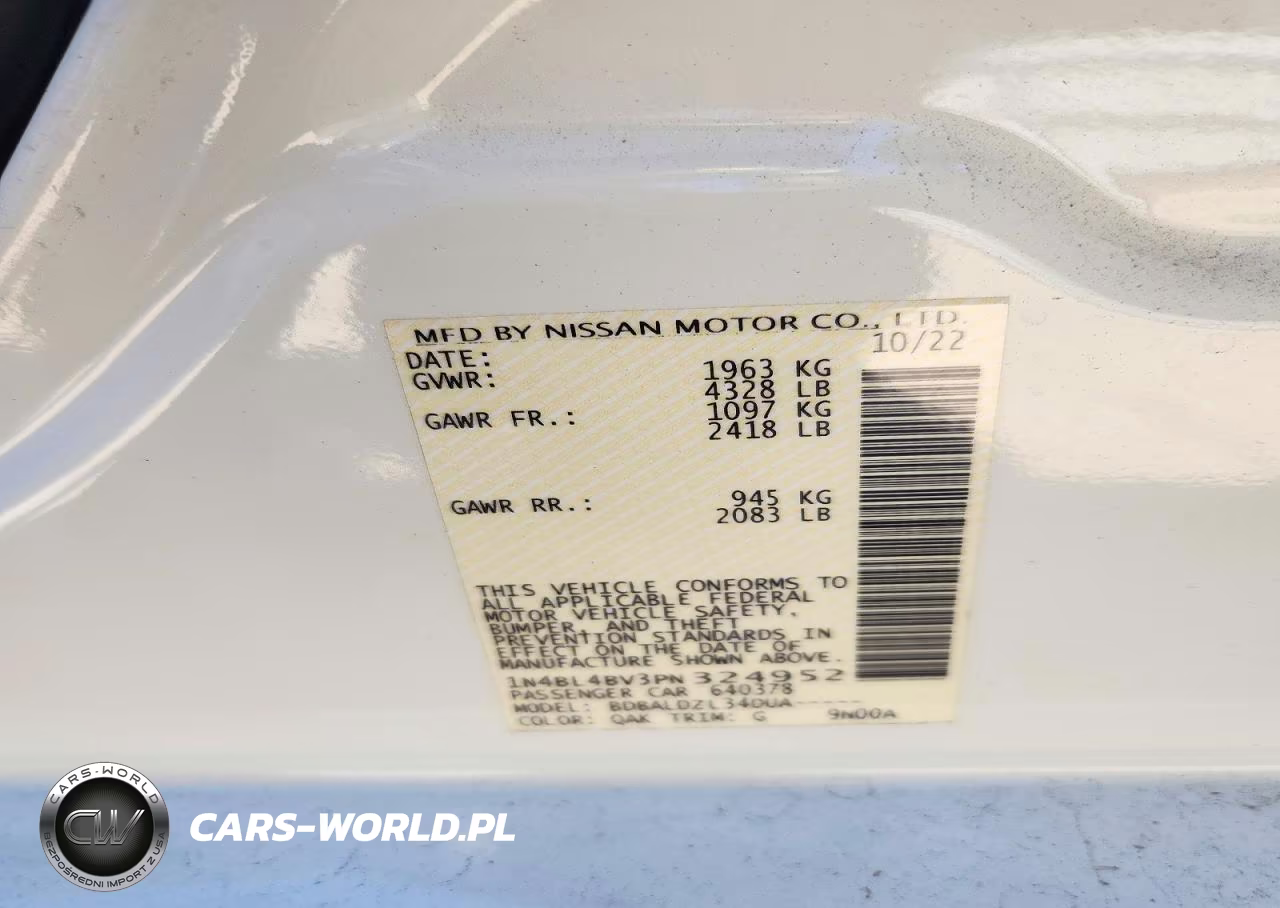 2023 Nissan Altima S VIN:1N4BL4BV3PN324952 - 12