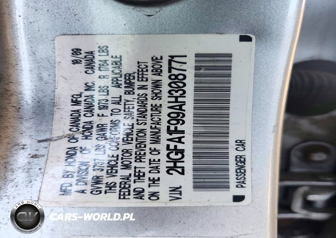 2010 Honda Civic Exl VIN:2HGFA1F99AH308771 - 13
