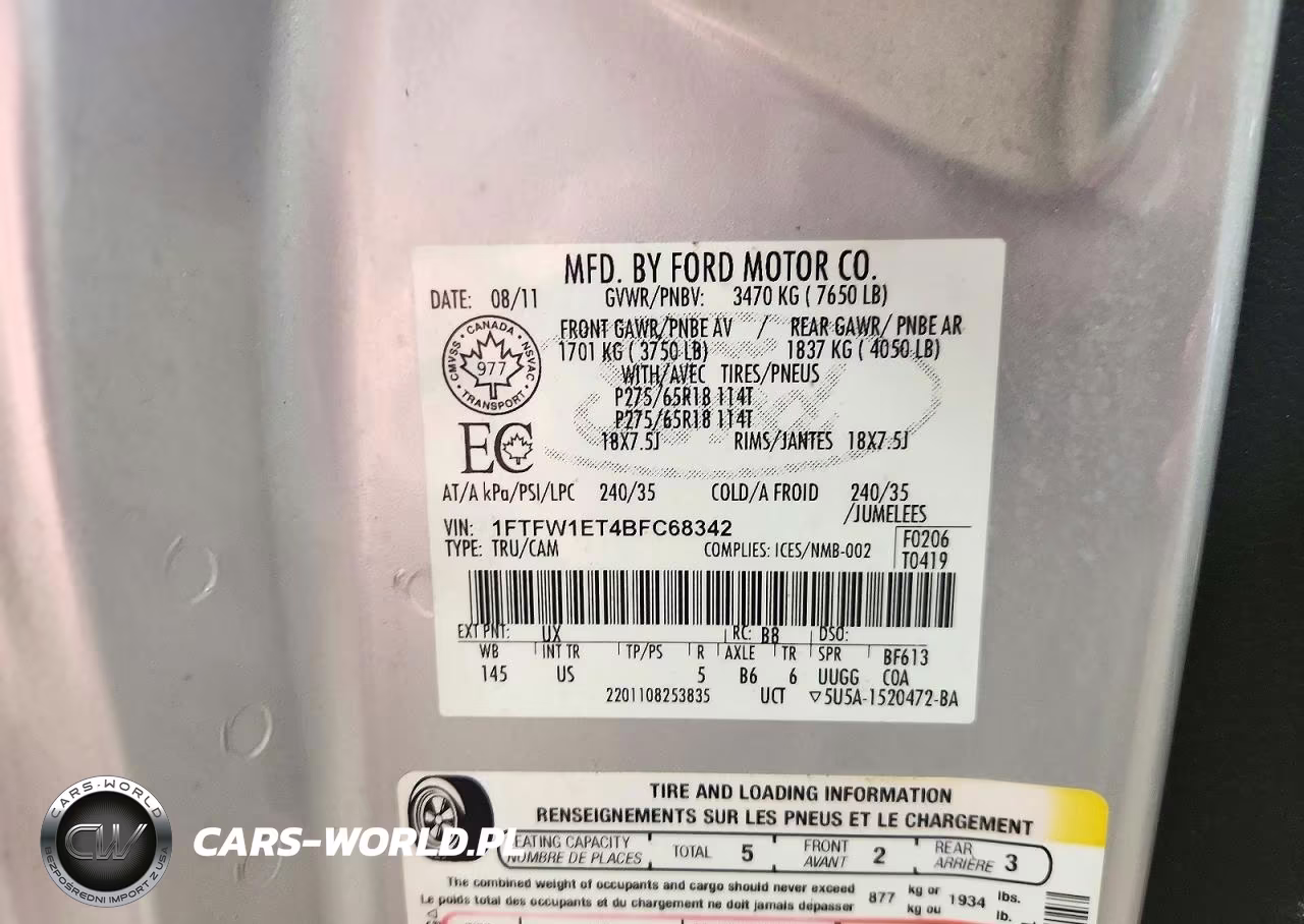 2011 Ford F150 Supercrew VIN:1FTFW1ET4BFC68342 - 12