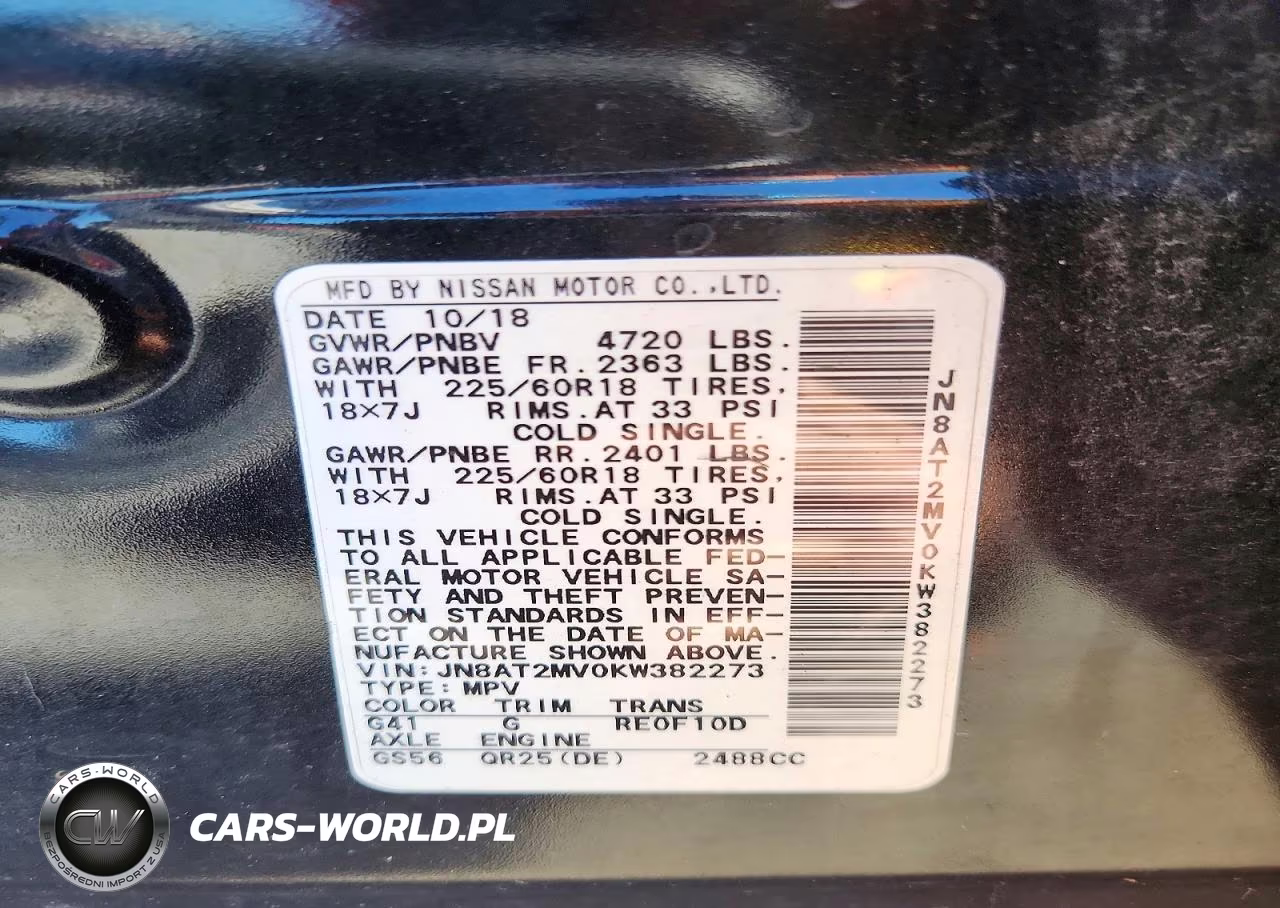 2019 Nissan Rogue Sv VIN:JN8AT2MV0KW382273 - 13
