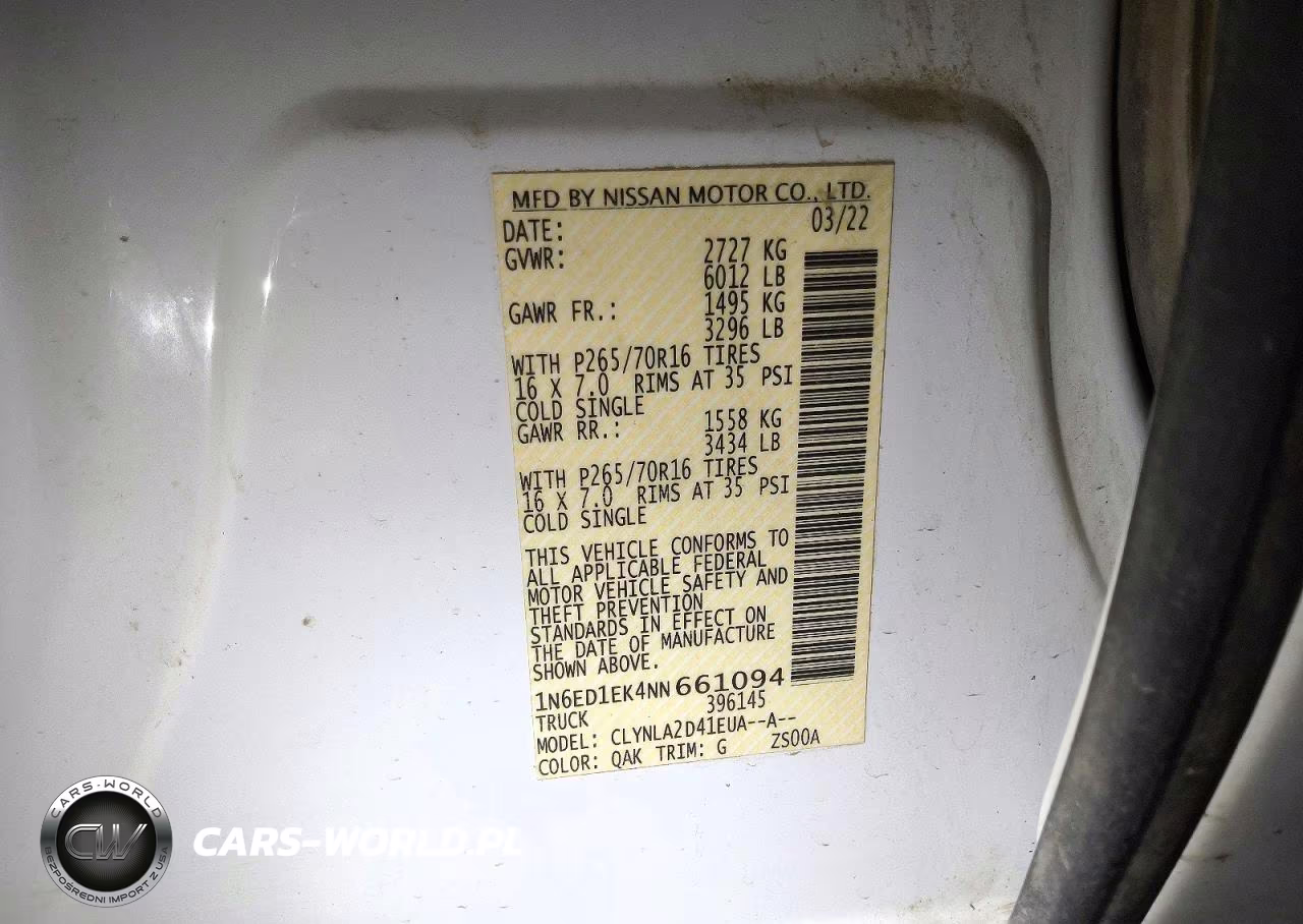 2022 Nissan Frontier S VIN:1N6ED1EK4NN661094 - 12