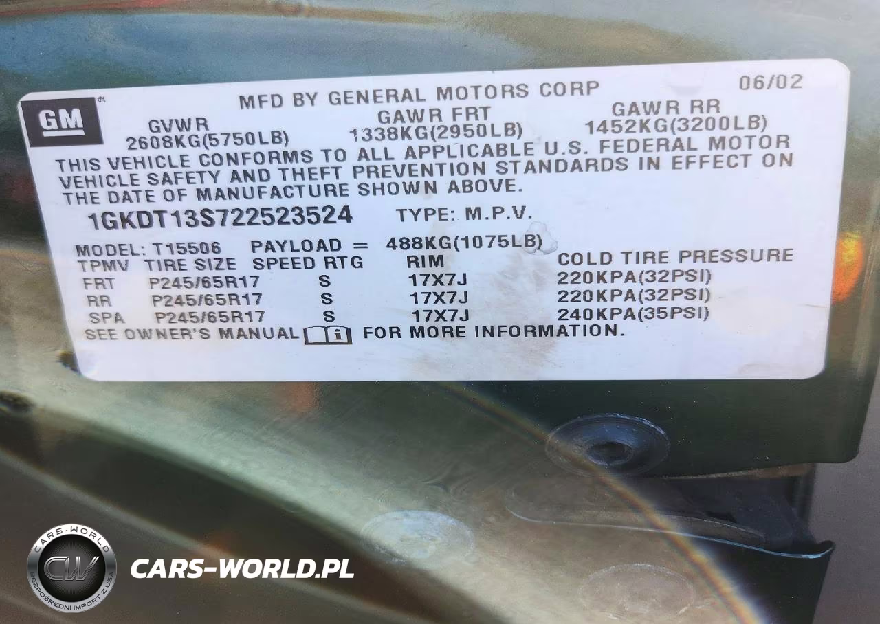 2002 GMC Envoy VIN:1GKDT13S722523524 - 13