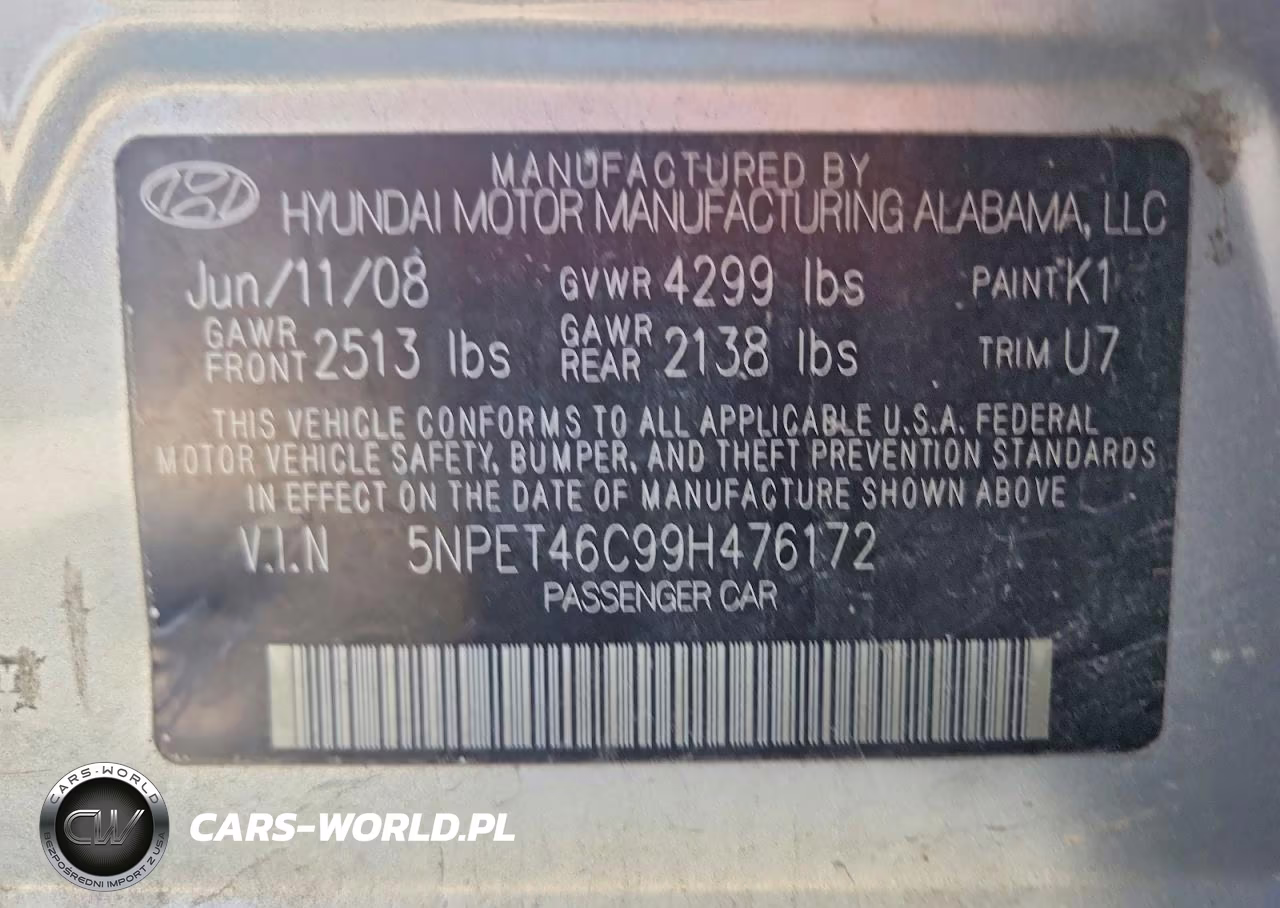 2009 Hyundai Sonata Gls VIN:5NPET46C99H476172 - 12