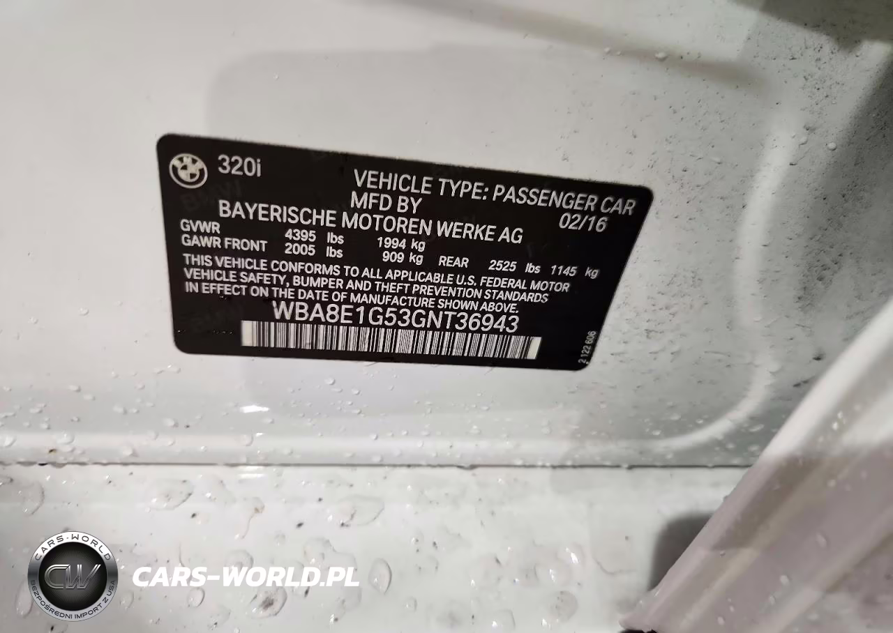 2016 BMW 320 I VIN:WBA8E1G53GNT36943 - 12