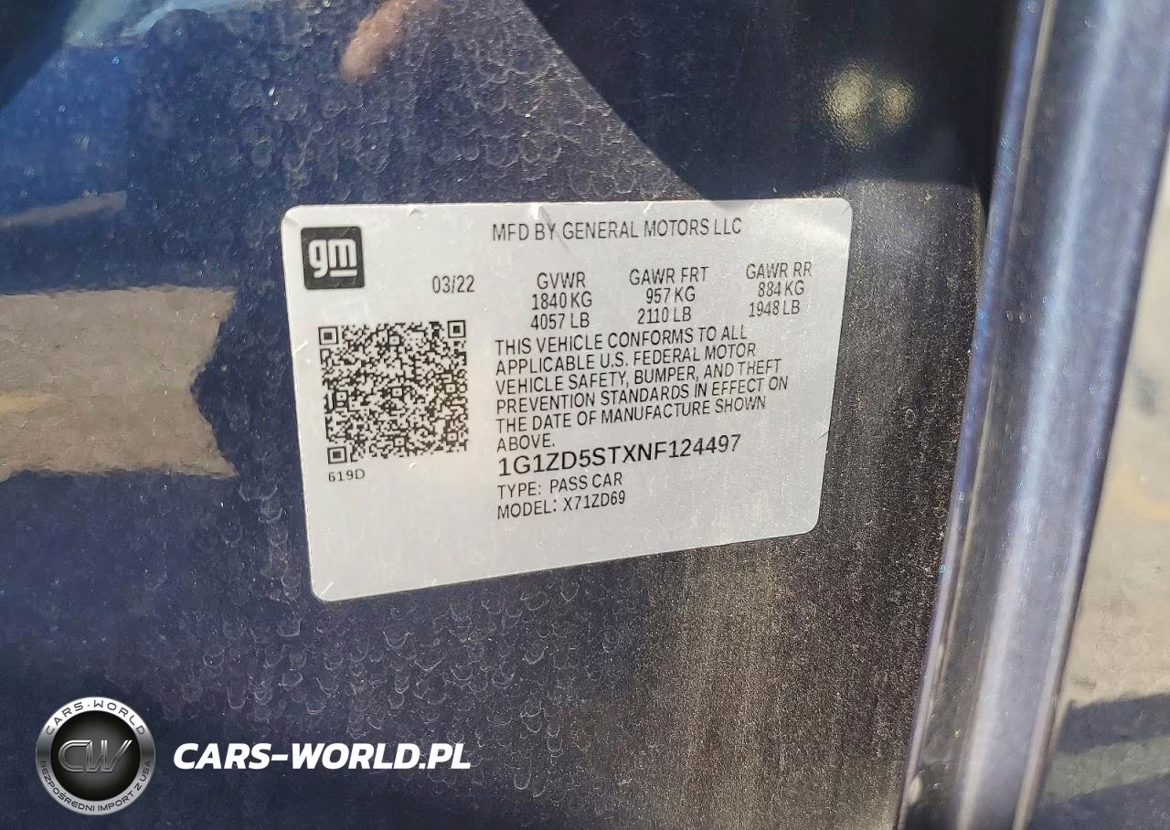 2022 Chevrolet Malibu Lt VIN:1G1ZD5STXNF124497 - 12
