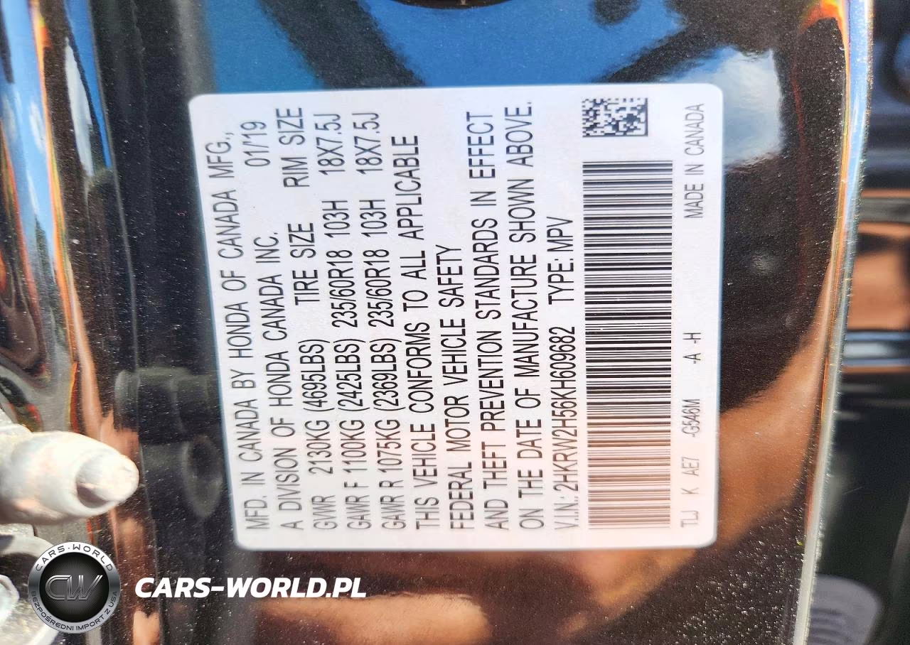 2019 Honda Cr-V Ex VIN:2HKRW2H56KH609682 - 14
