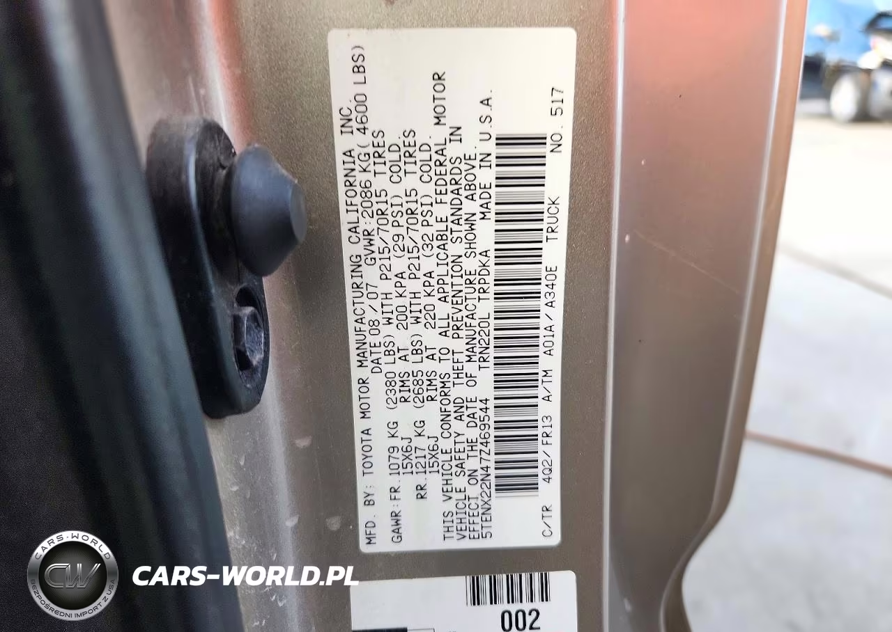 2007 Toyota Tacoma Base VIN:5TENX22N47Z469544 - 12