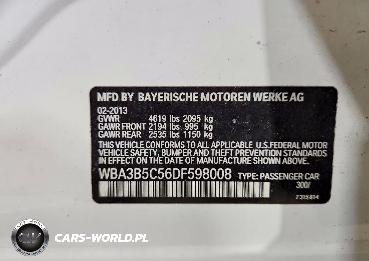 2013 BMW 328 Xi Sulev VIN:WBA3B5C56DF598008 - 12