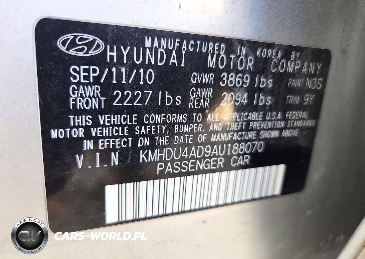 2010 Hyundai Elantra Gls VIN:KMHDU4AD9AU188070 - 12