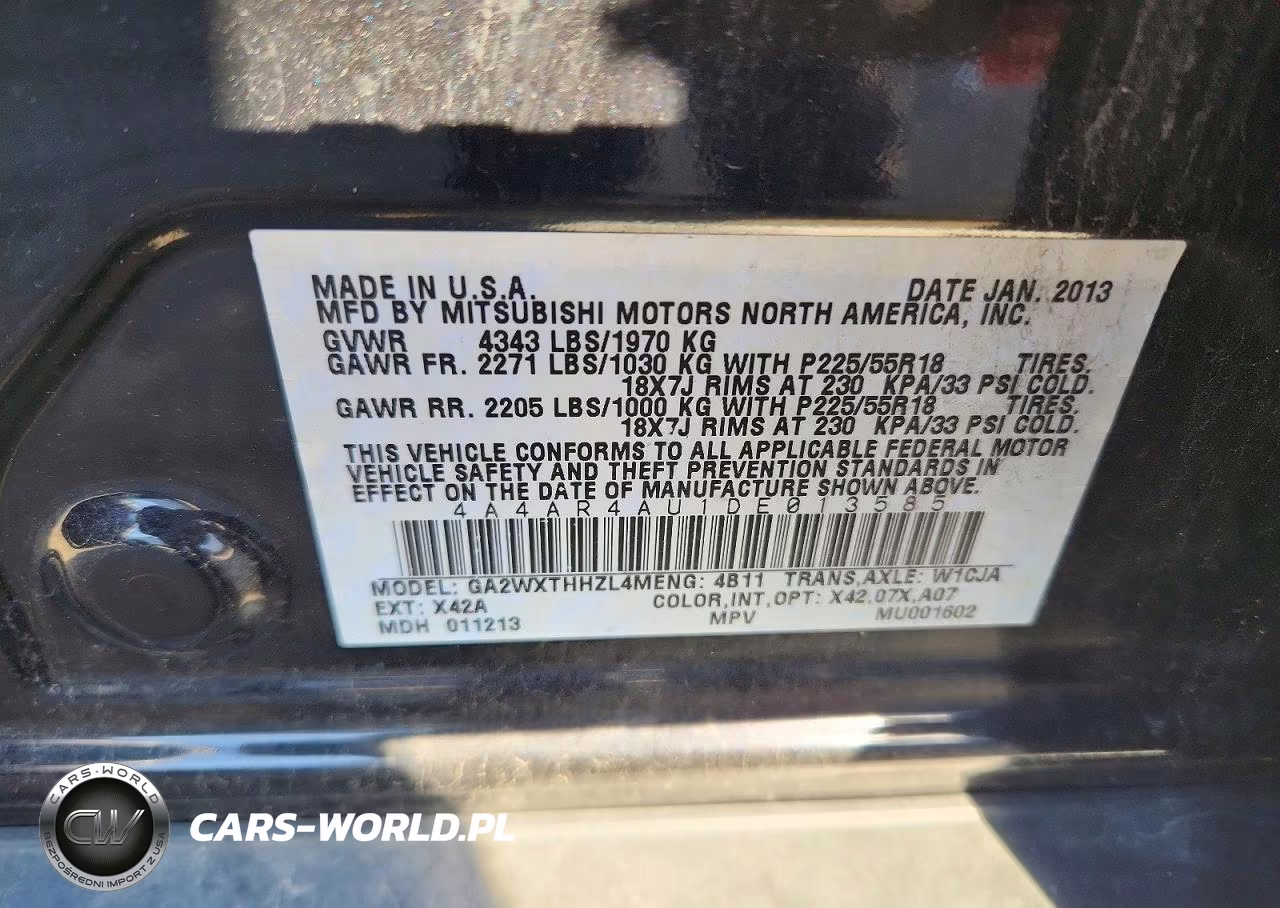 2013 Mitsubishi Outlander Sport Se VIN:4A4AR4AU1DE013585 - 14