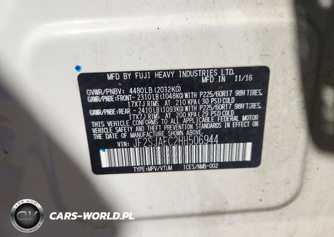 2017 Subaru Forester 2.5I Premium VIN:JF2SJAEC2HH506944 - 12