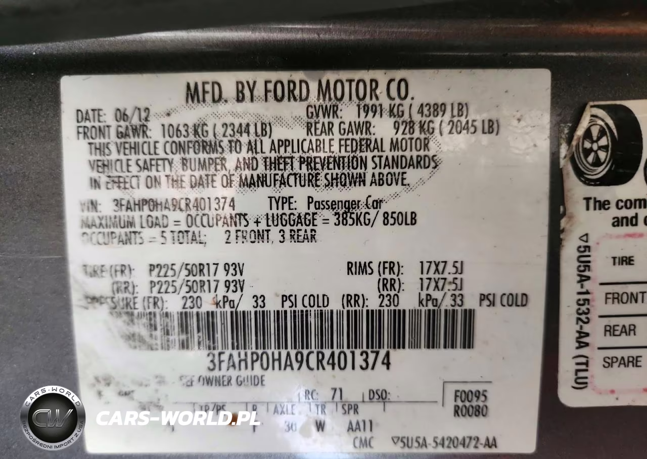 2012 Ford Fusion Se VIN:3FAHP0HA9CR401374 - 12