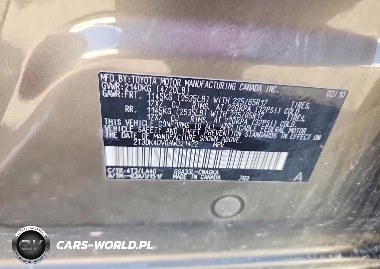 2010 Toyota Rav4 Limited VIN:2T3DK4DV0AW021422 - 13