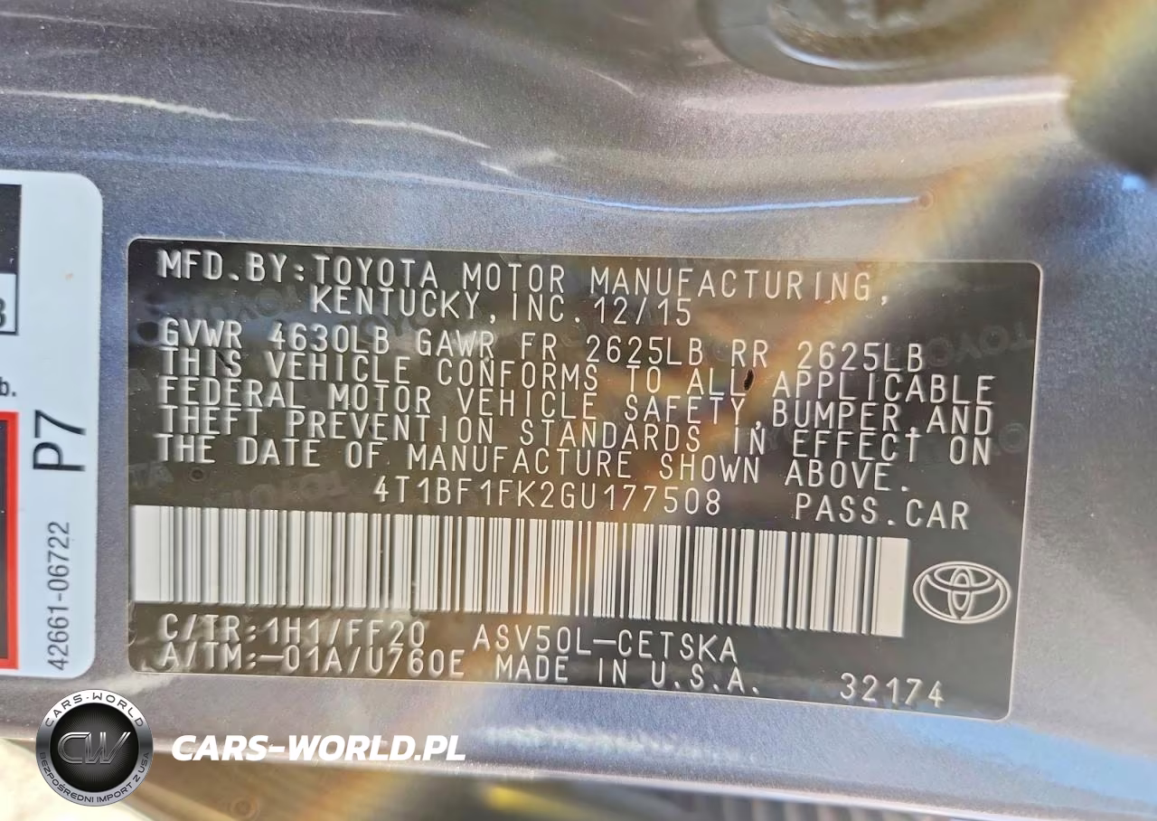 2016 Toyota Camry Se VIN:4T1BF1FK2GU177508 - 12