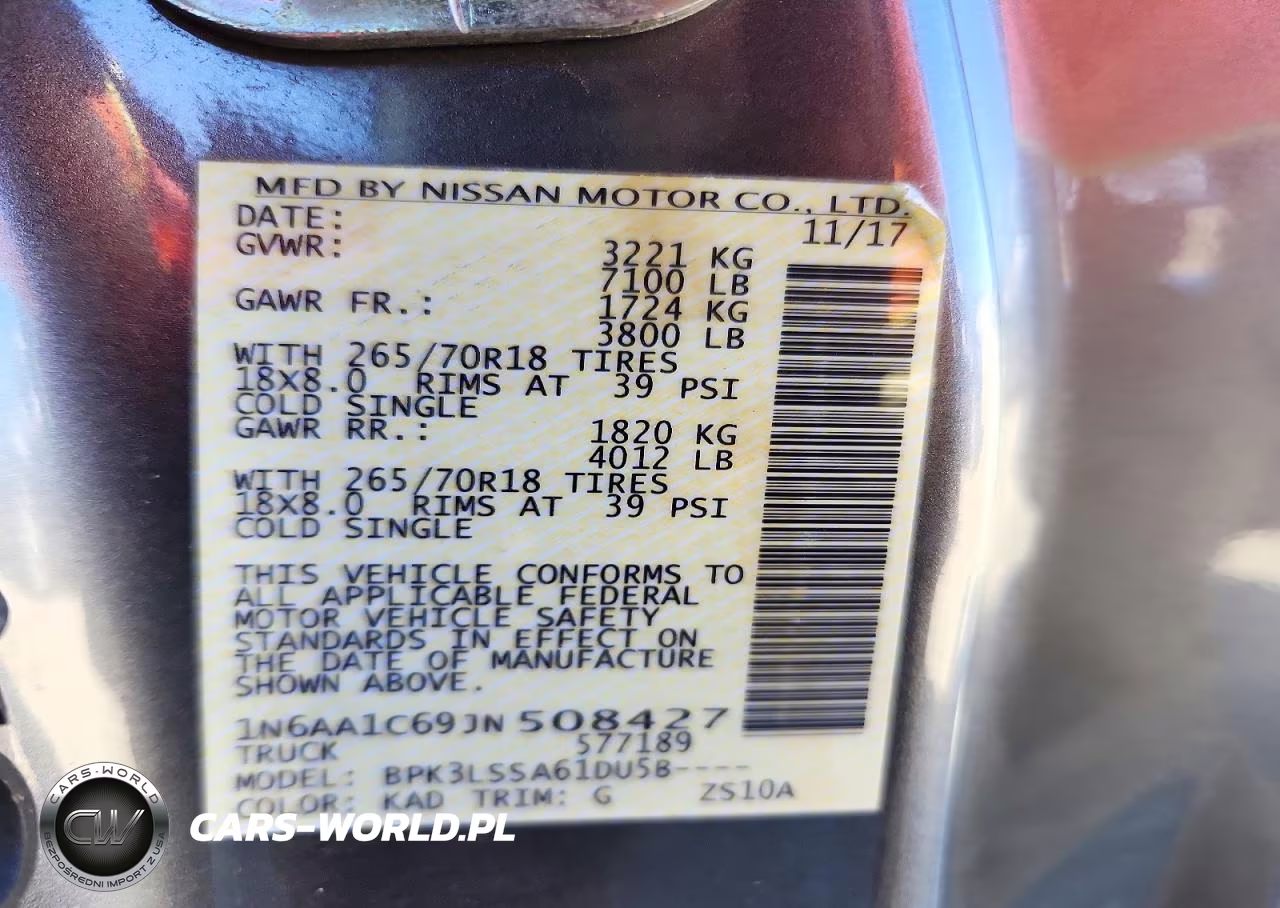 2018 Nissan Titan Sv VIN:1N6AA1C69JN508427 - 12