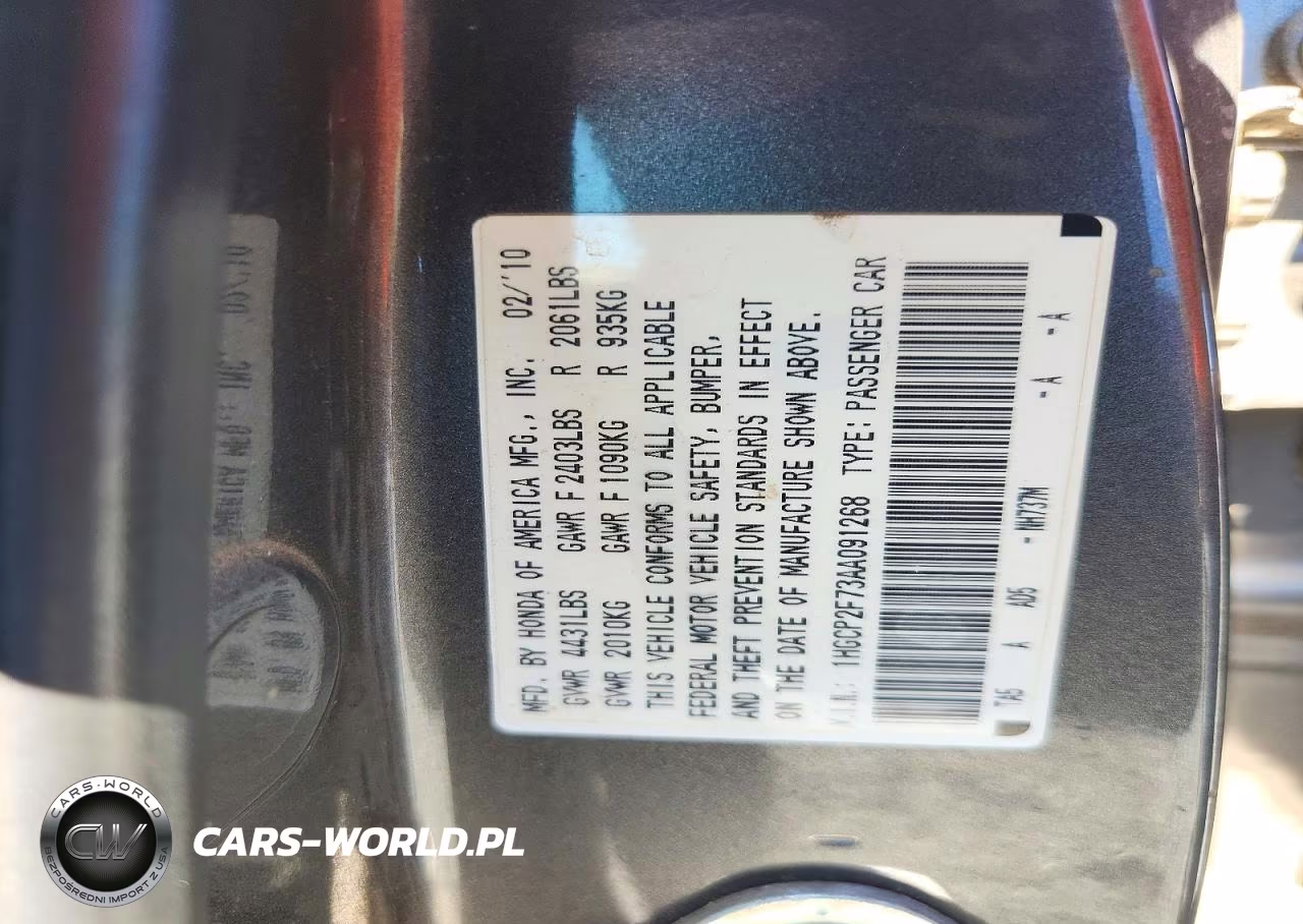2010 Honda Accord Ex VIN:1HGCP2F73AA091268 - 12