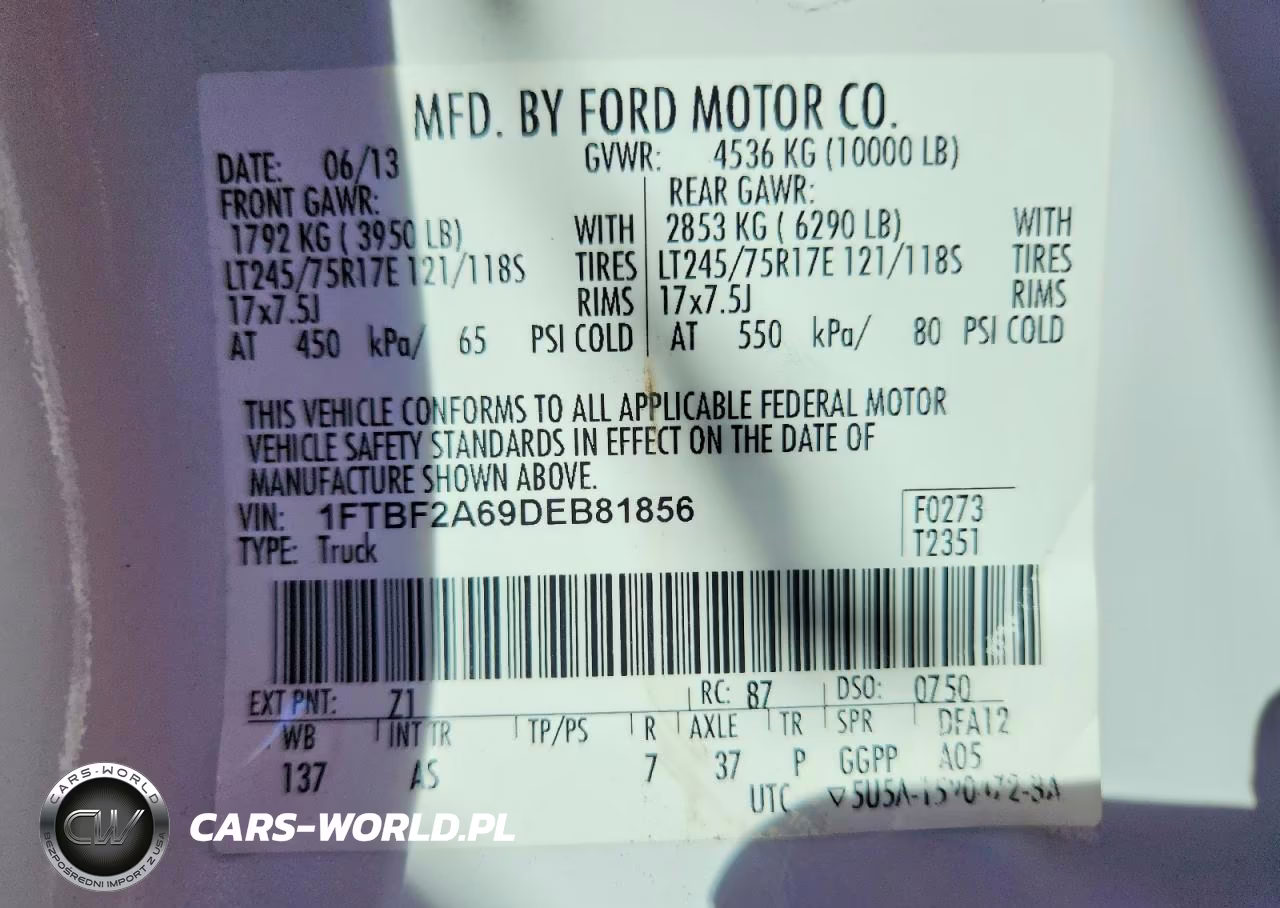 2013 Ford F250 Super Duty VIN:1FTBF2A69DEB81856 - 12