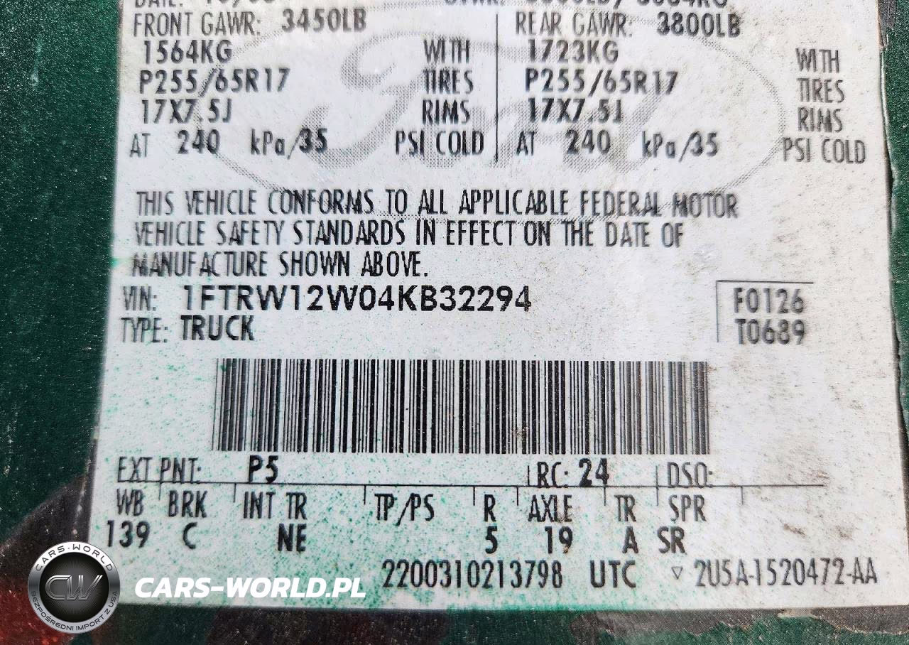 2004 Ford F150 Supercrew VIN:1FTRW12W04KB32294 - 13