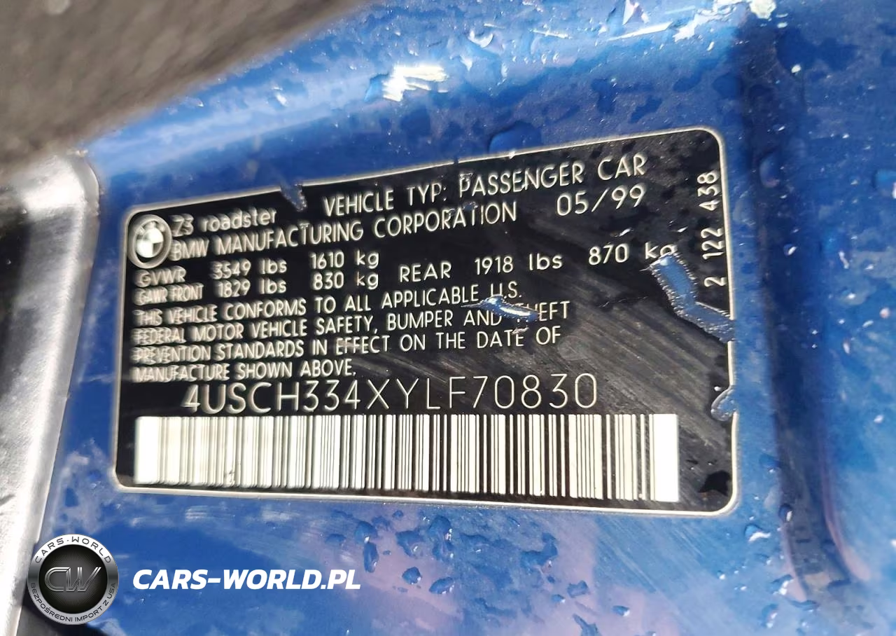 2000 BMW Z3 2.8 VIN:4USCH334XYLF70830 - 12
