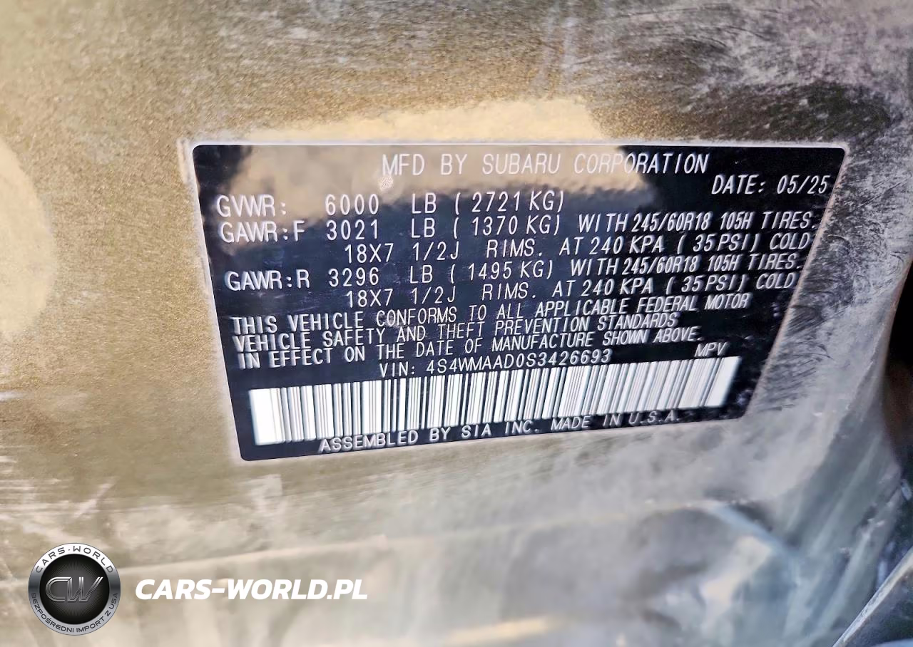 2025 Subaru Ascent Premium VIN:4S4WMAAD0S3426693 - 14