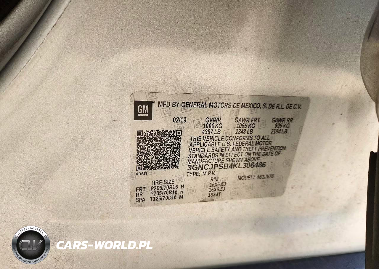 2019 Chevrolet Trax 1Lt VIN:3GNCJPSB4KL306486 - 12