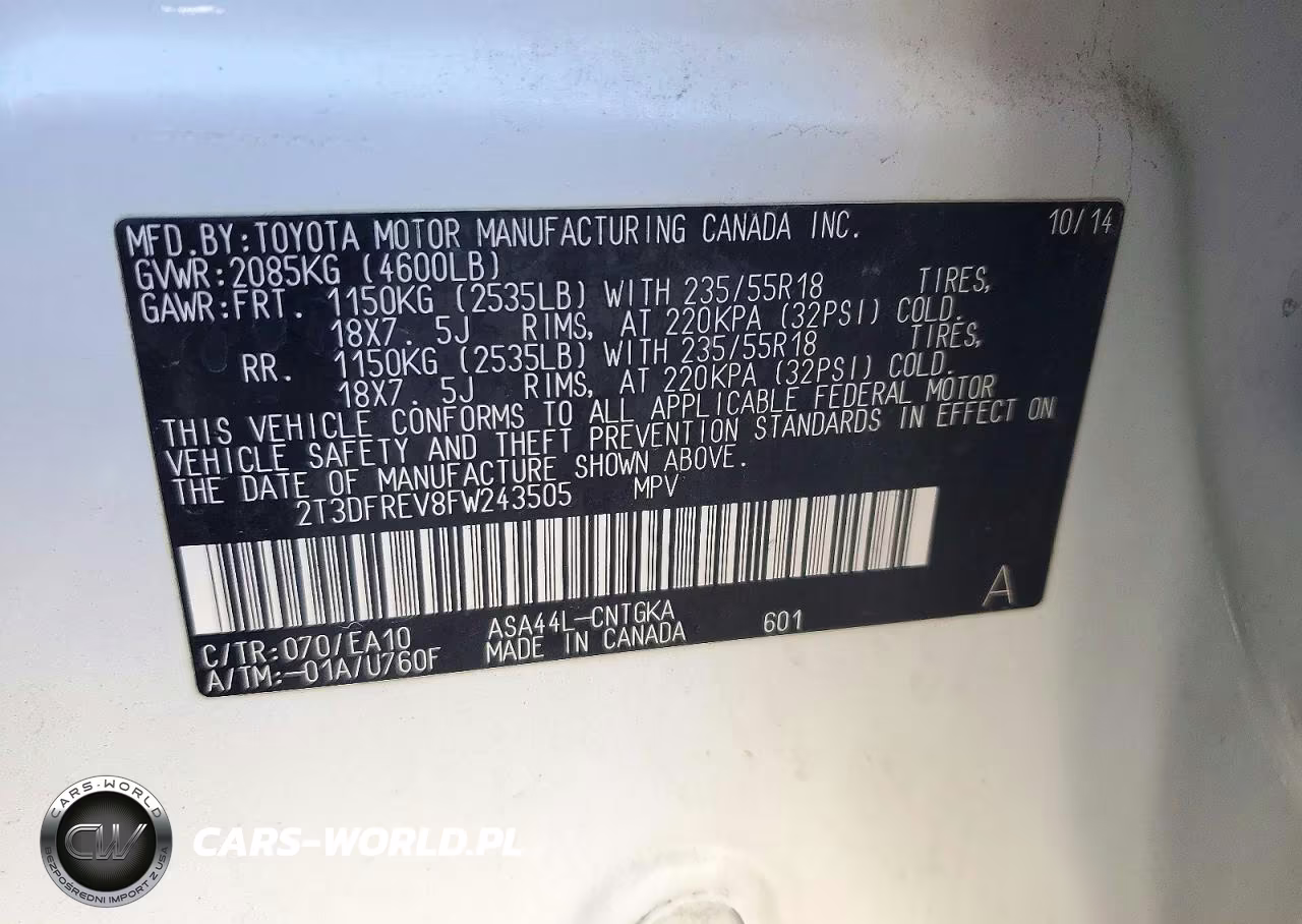 2015 Toyota Rav4 Limited VIN:2T3DFREV8FW243505 - 13
